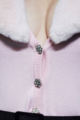 “Bombshell” Cardigan Pink With Diamanté Buttons