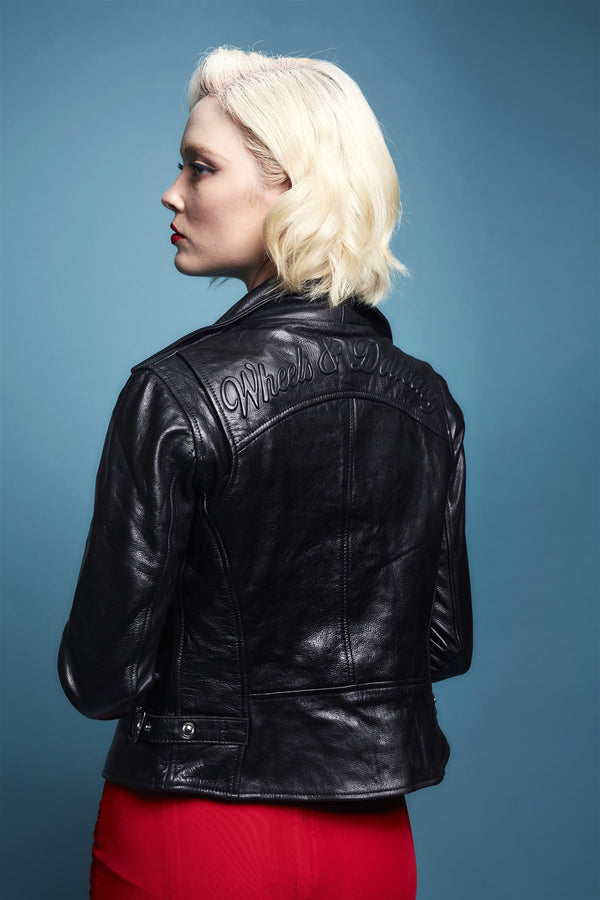 The Embossed Wheels and Dollbaby Women's Leather Jacket