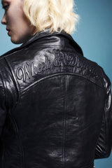 The Embossed Wheels and Dollbaby Women's Leather Jacket