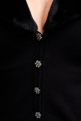 “Bombshell” Cardigan Black With Diamanté Buttons