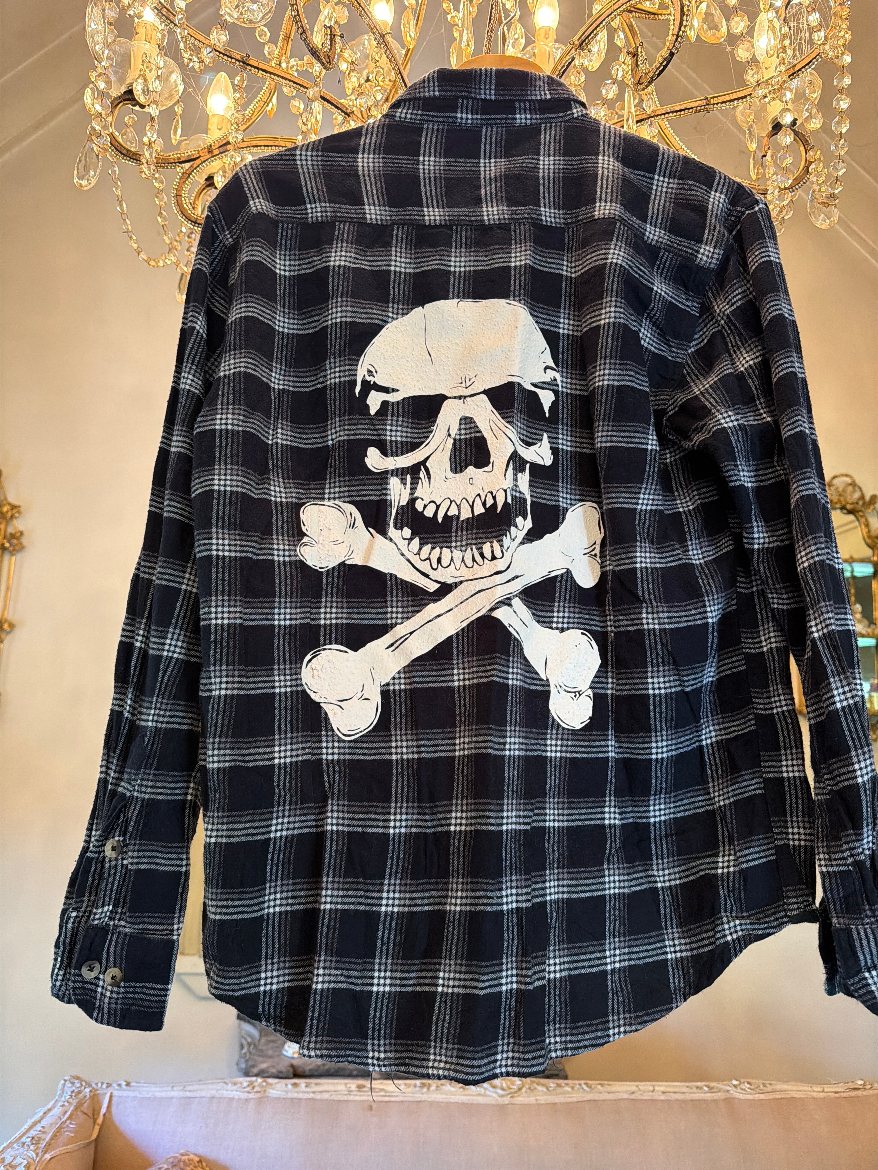Vintage Flannel - Skull    - Number 9 - Size - Small