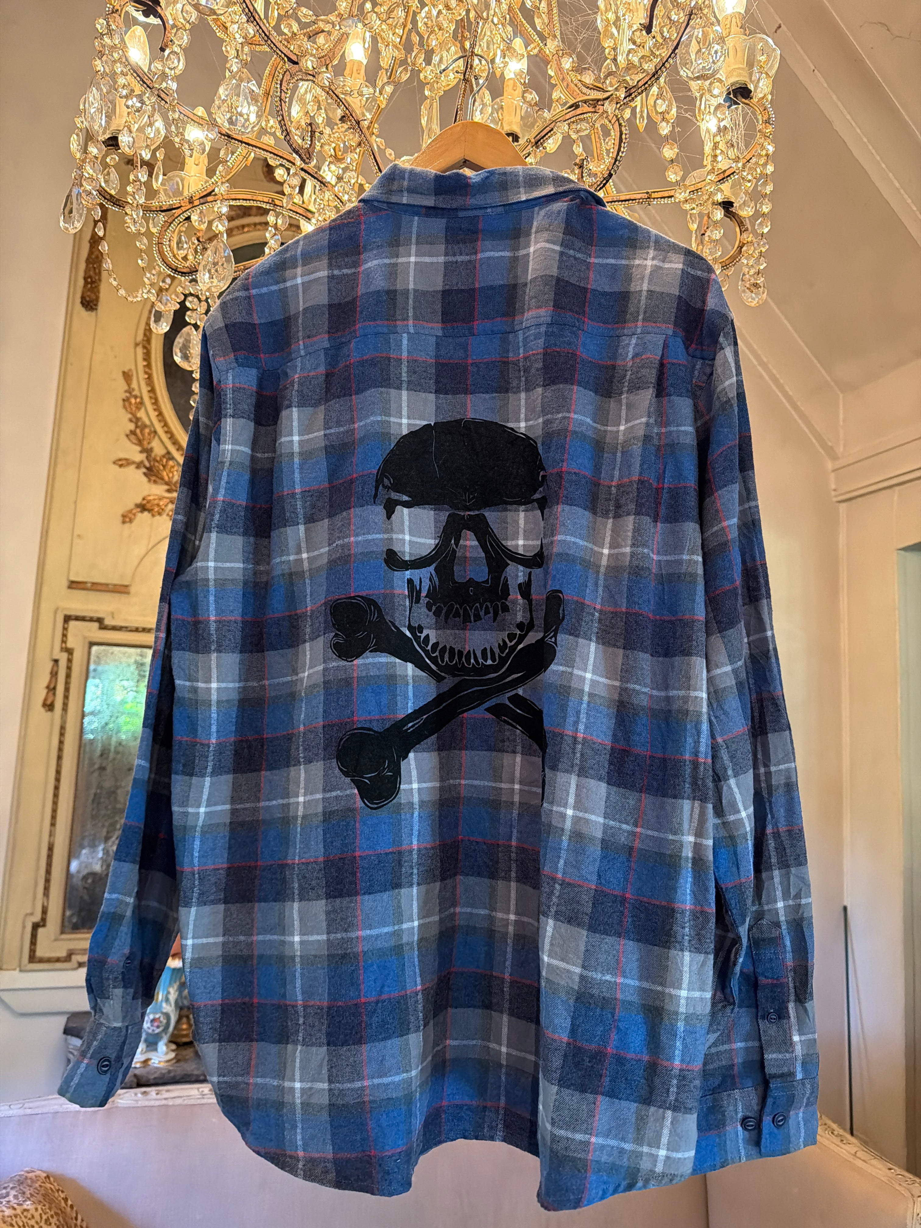 Vintage Flannel - Skull Print  - Number 120 Size - XXL
