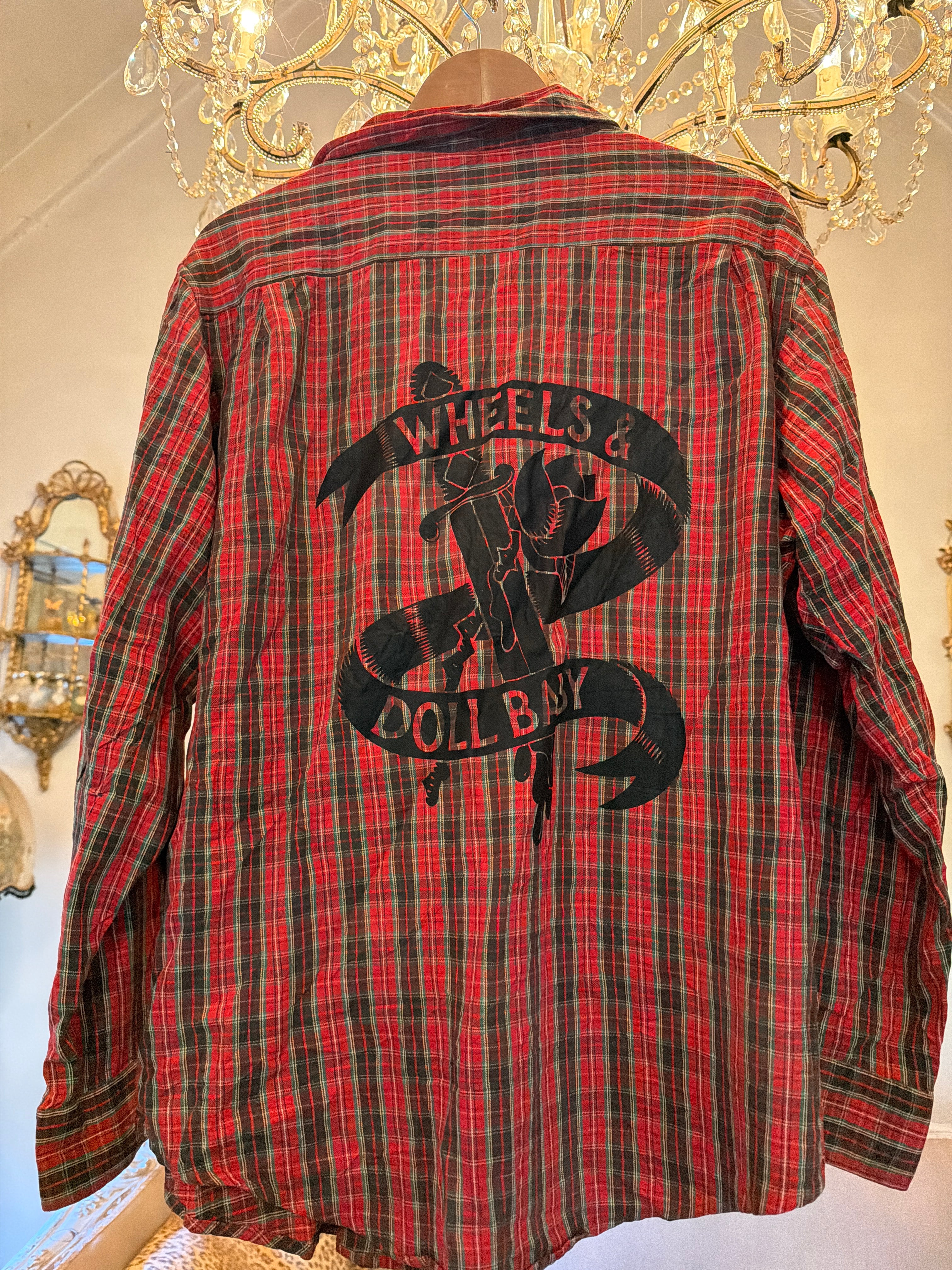 Vintage Flannel - logo print  - Number 66 - size Medium men’s