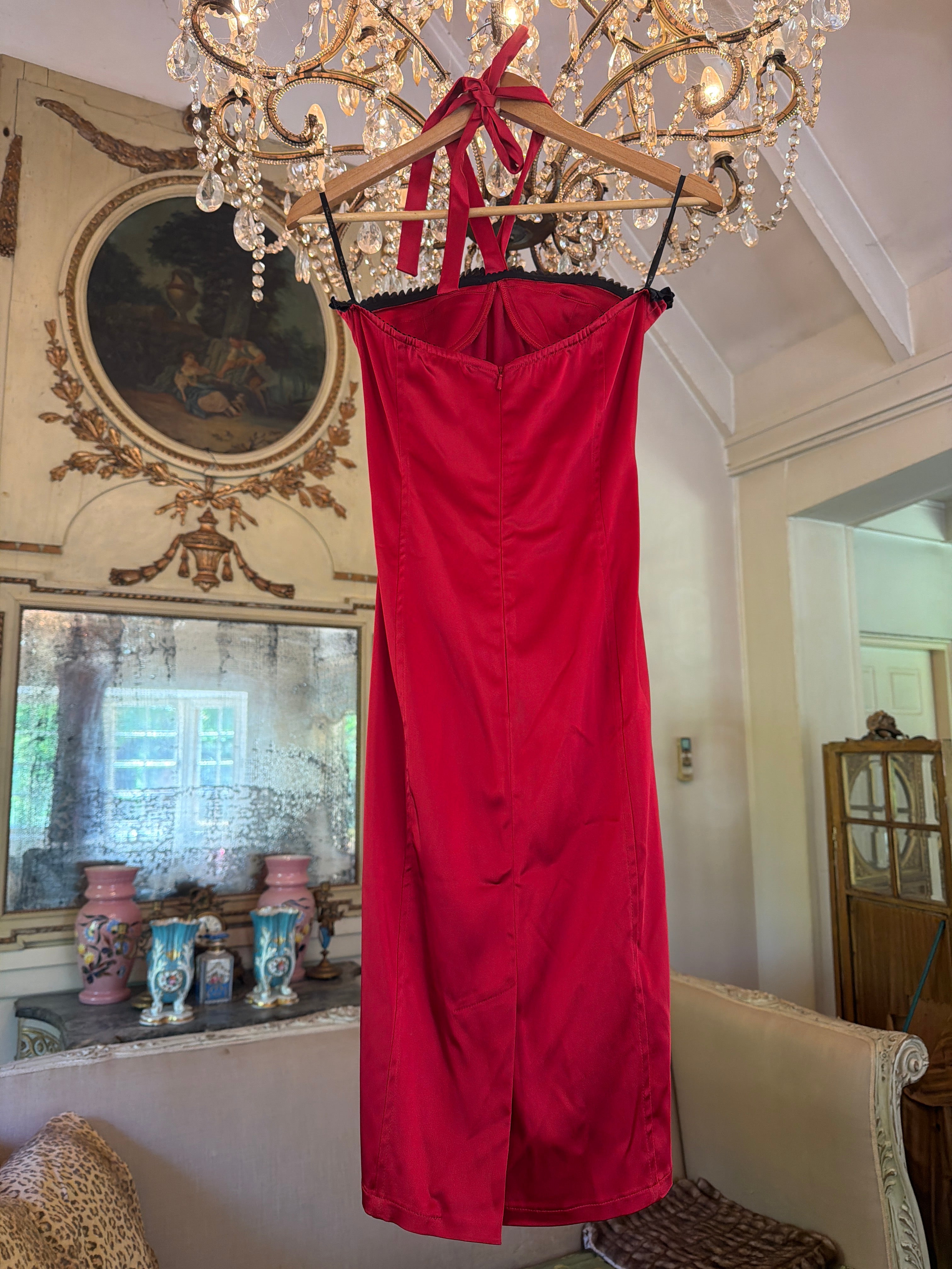 Garage Sale - Gina dress Halter Neck red satin, one only made for Mel. Great condition size 10