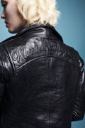 The Embossed Wheels and Dollbaby Women's Leather Jacket