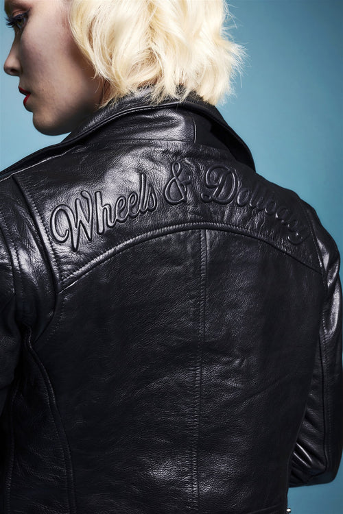 The Embossed Wheels and Dollbaby Women's Leather Jacket