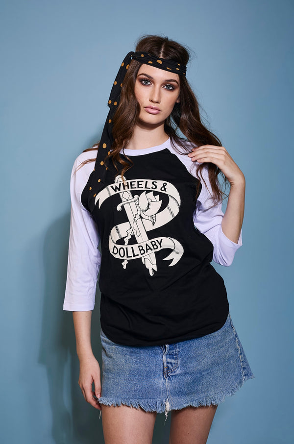 Wheels & Dollbaby Raglan - Original 1 colour logo