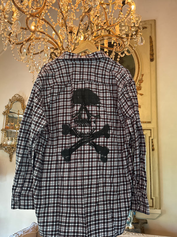 Vintage Flannel - Skull Logo Print - Number 48 Size - Large