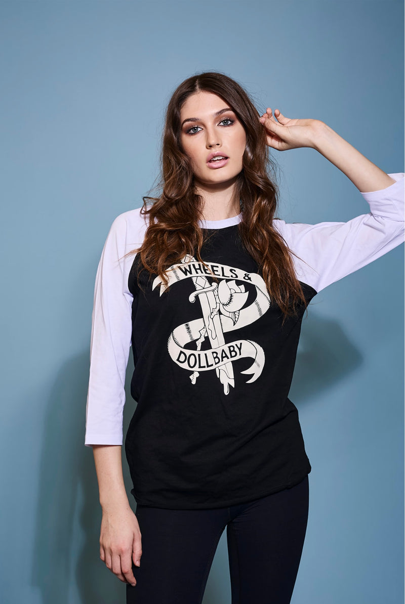 Wheels & Dollbaby Raglan - Original 1 colour logo