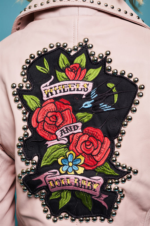 The Bluebird Leather Jacket in Pink