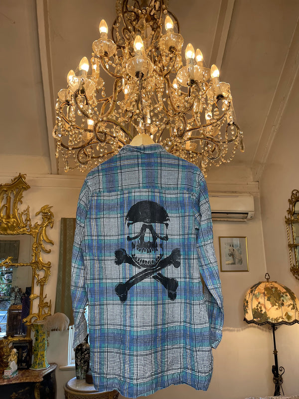 Vintage Flannel - Skull Print  - Number 37 - Size - Large