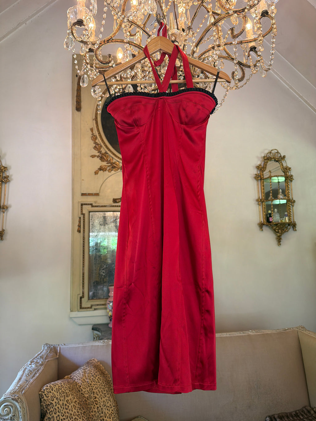 Garage Sale - Gina dress Halter Neck red satin, one only made for Mel. Great condition size 10