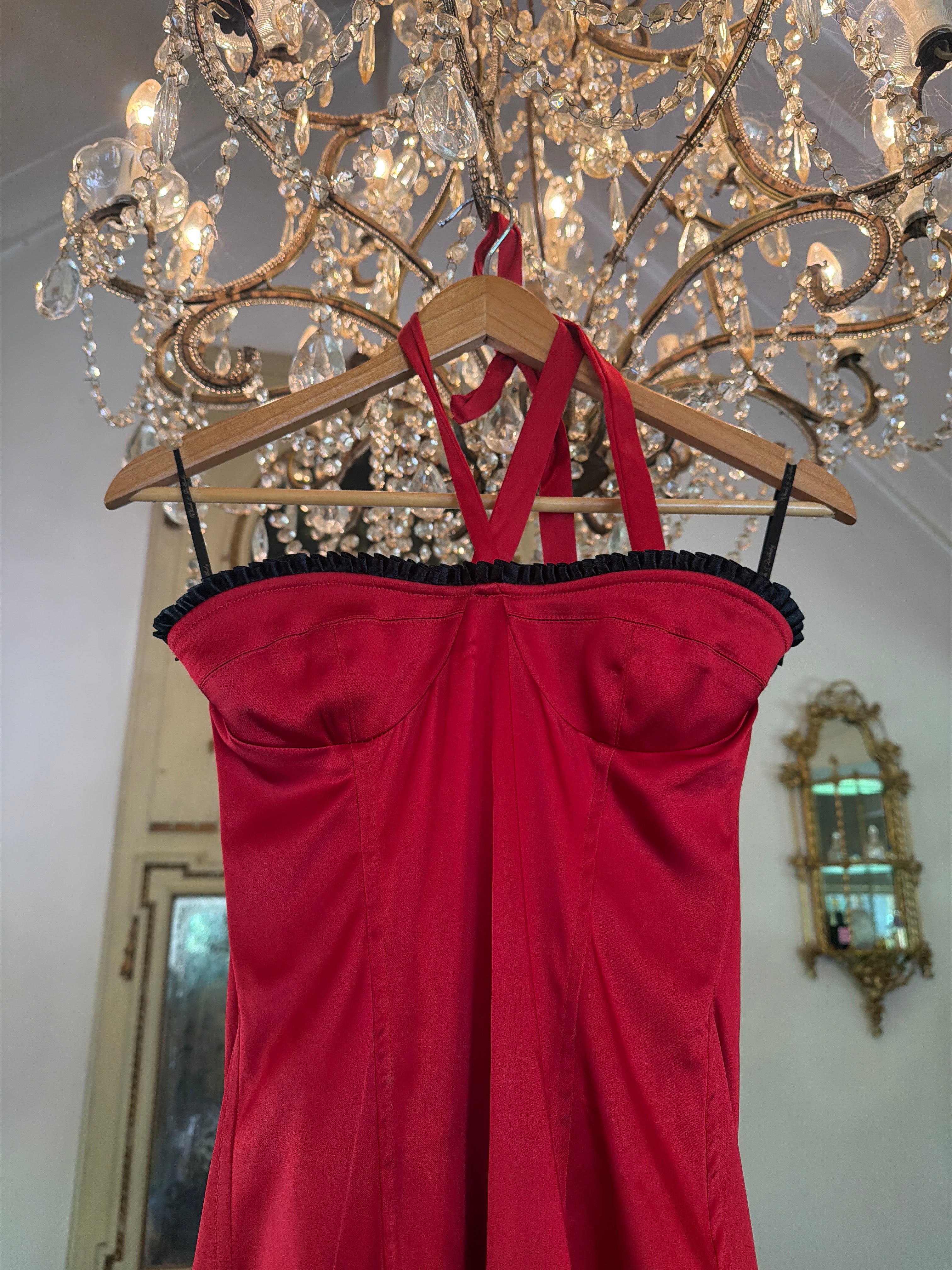 Garage Sale - Gina dress Halter Neck red satin, one only made for Mel. Great condition size 10