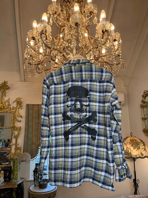 Vintage Flannel - Skull Print  - Number 32 - Size - Large