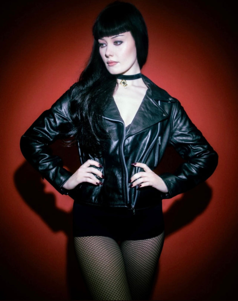 The Embossed Wheels and Dollbaby Women's Leather Jacket  PRE ORDER delivery end of August