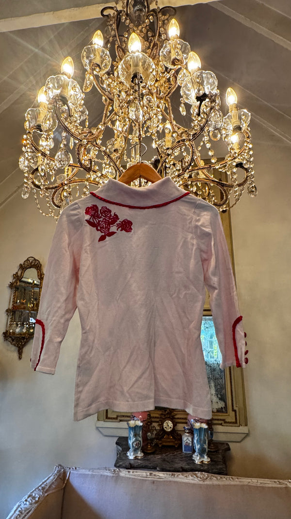 Garage Sale - Dita Cardigan baby pink and red embroidery never worn size 14