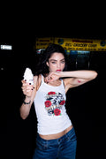 The Vintage Logo print singlet white