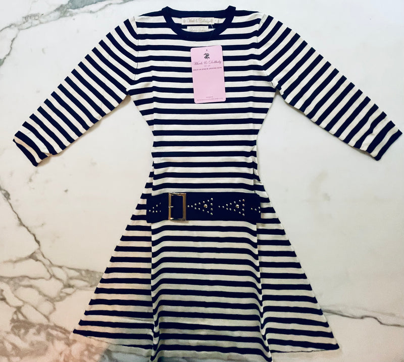 French Sailor Navy & Cream Stripe Dress Wheels and Dollbaby French Sailor Navy & Cream Stripe Dress Wheels and Dollbaby