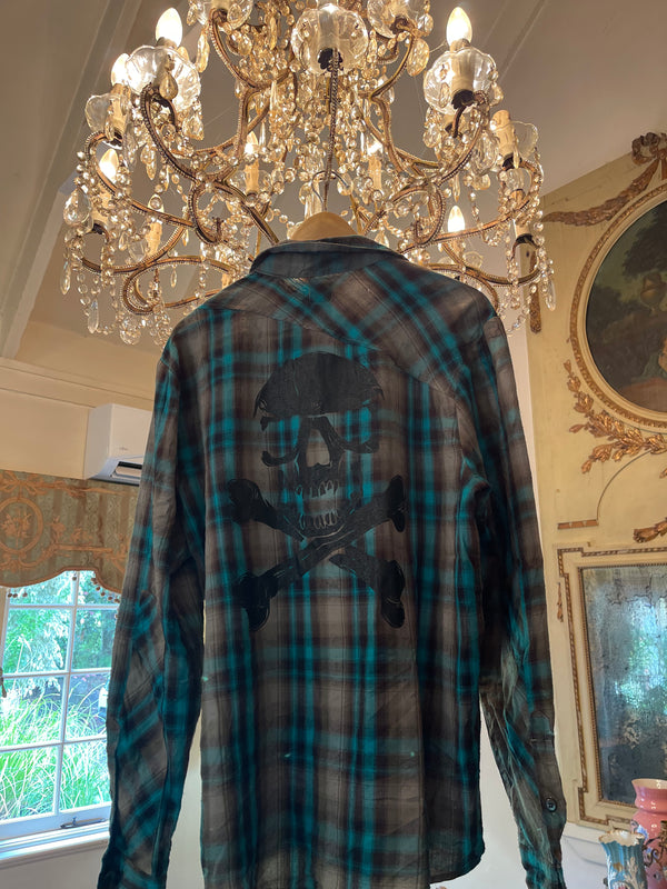 Vintage Flannel - Skull Print  - Number 3 - Size - Small