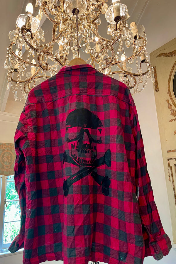Vintage Flannel - Skull   - Number 4 - Size - Small