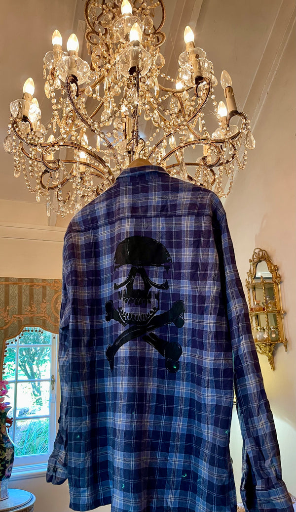 Vintage Flannel - Skull Print   - Number 17  - Size - Medium -