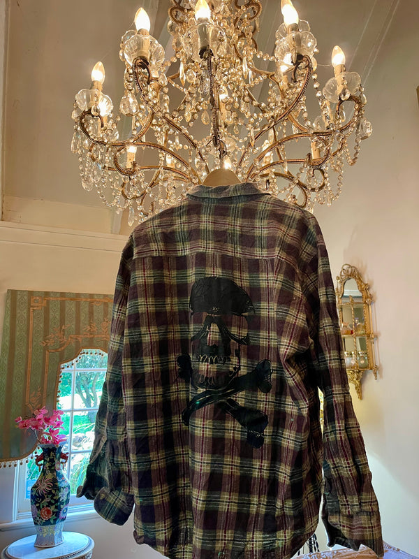 Vintage Flannel - Skull   - Number 30 Size - Large