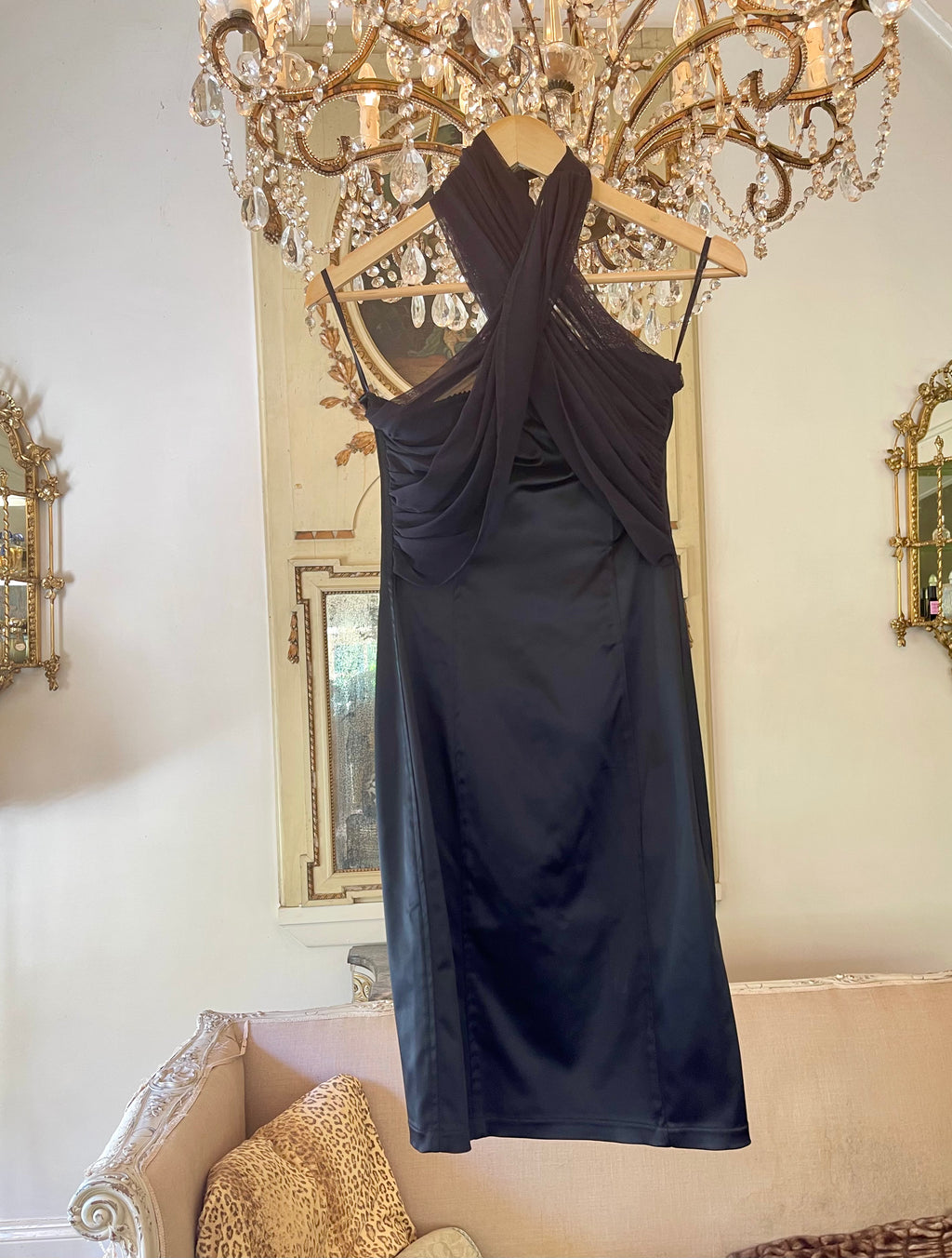 Garage Sale - hardly worn size 10 classic satin bra dress with sheer halter attachment very sexy
