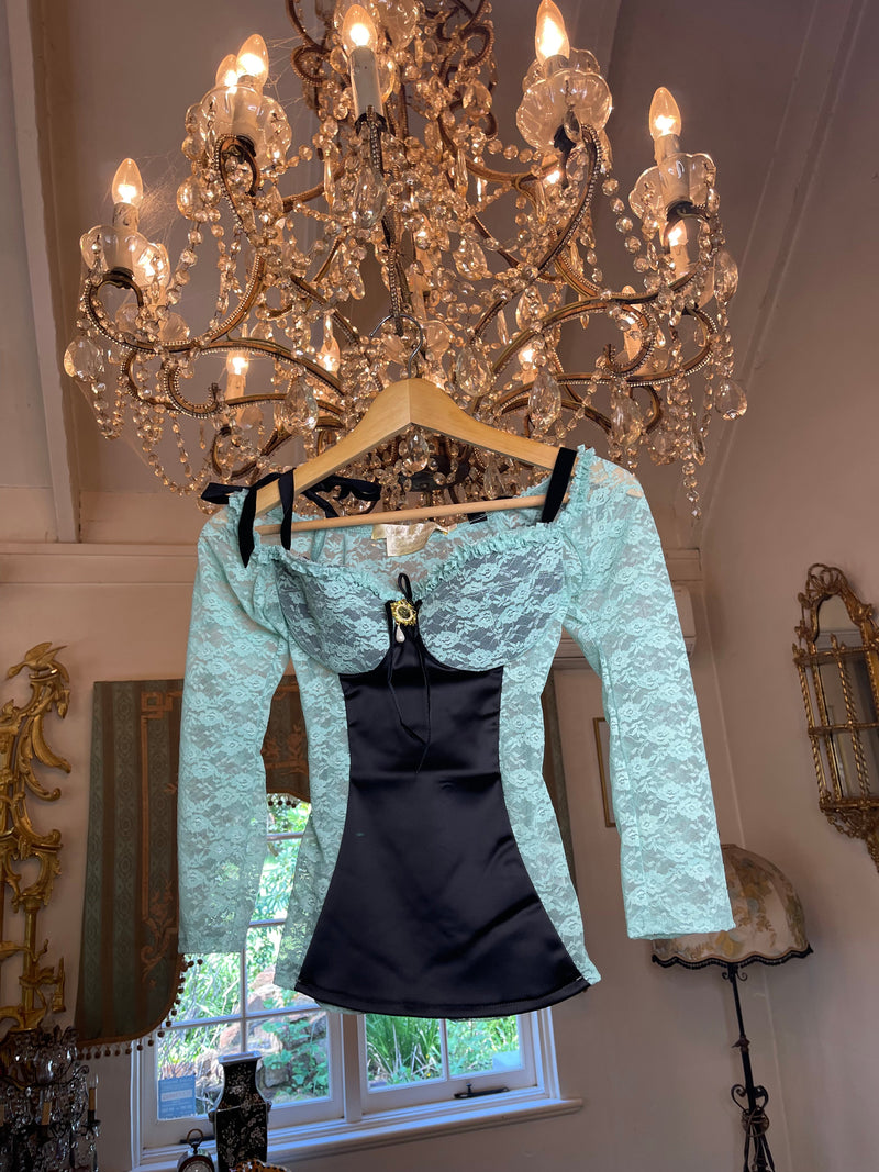 Garage Sale Jewel Lace Top worn once on photo Shoot size 10