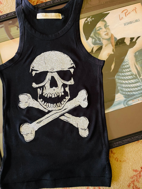 Skull Sparkly Glitter  - Black and Silver