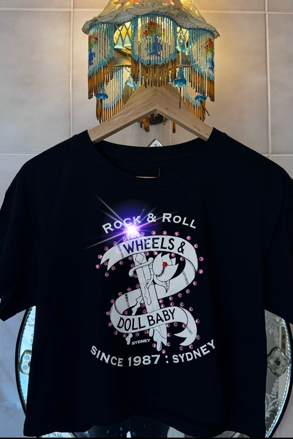 Limited Edition Studded Swarovski Crystal cropped Tee Out now!! size S (8)