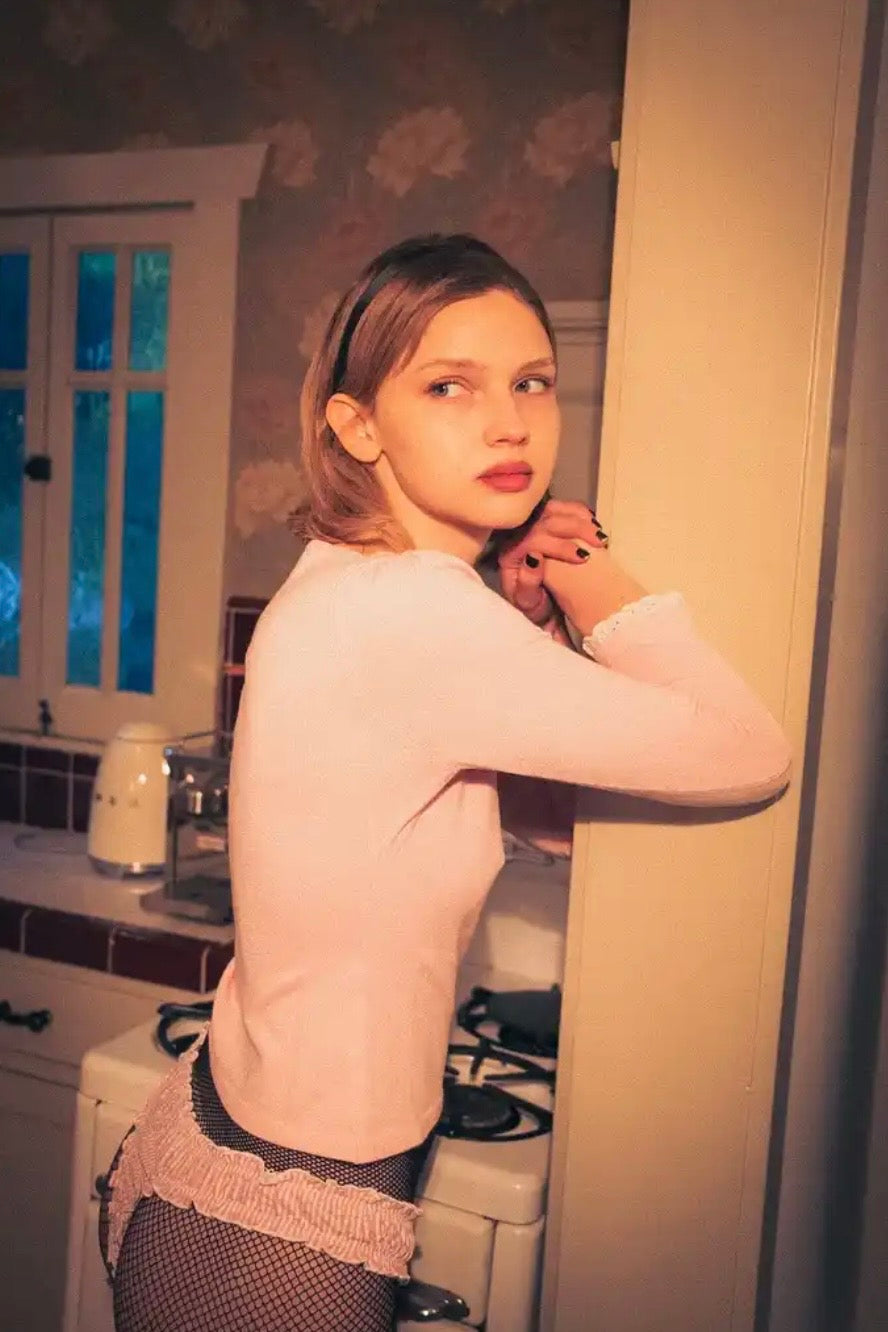 The French Riviera Knit Top in Pink ( Three quarter sleeve)