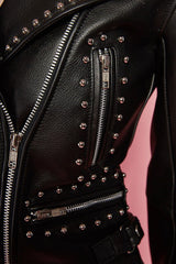 The Wheels and Dollbaby Studded Leather Jacket in Black