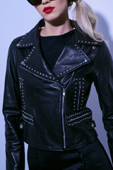 The Wheels and Dollbaby Studded Leather Jacket in Black