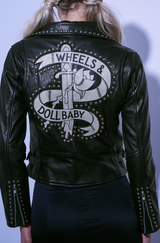 The Wheels and Dollbaby Studded Leather Jacket in Black