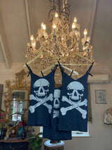 Skull Sparkly Glitter Customised Singlet  - Black and Silver