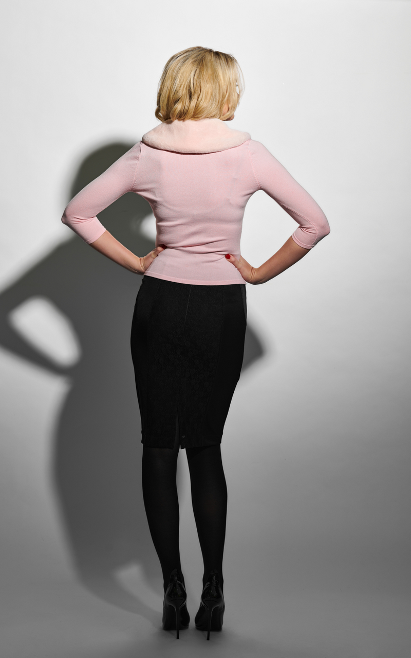 “Bombshell” Cardigan Pink With Diamanté Buttons