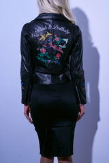 The Chinoiserie Embroidered Leather Jacket in Black
