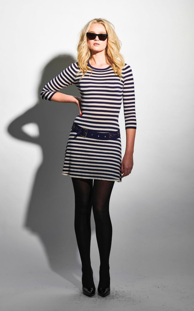 French Sailor Navy & Cream Stripe Dress