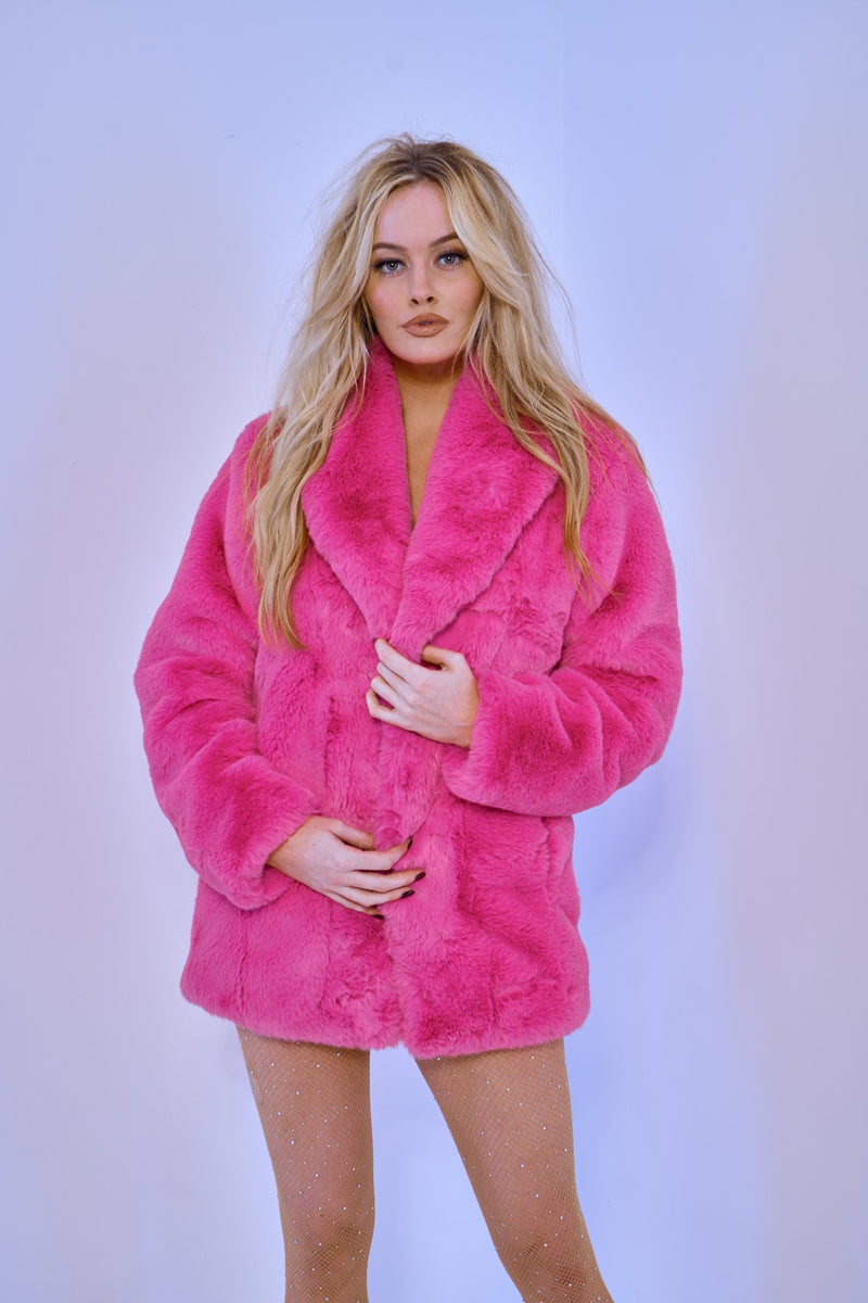 The Luxuriate Fur Coat in Hot Pink  (Limited Edition)
