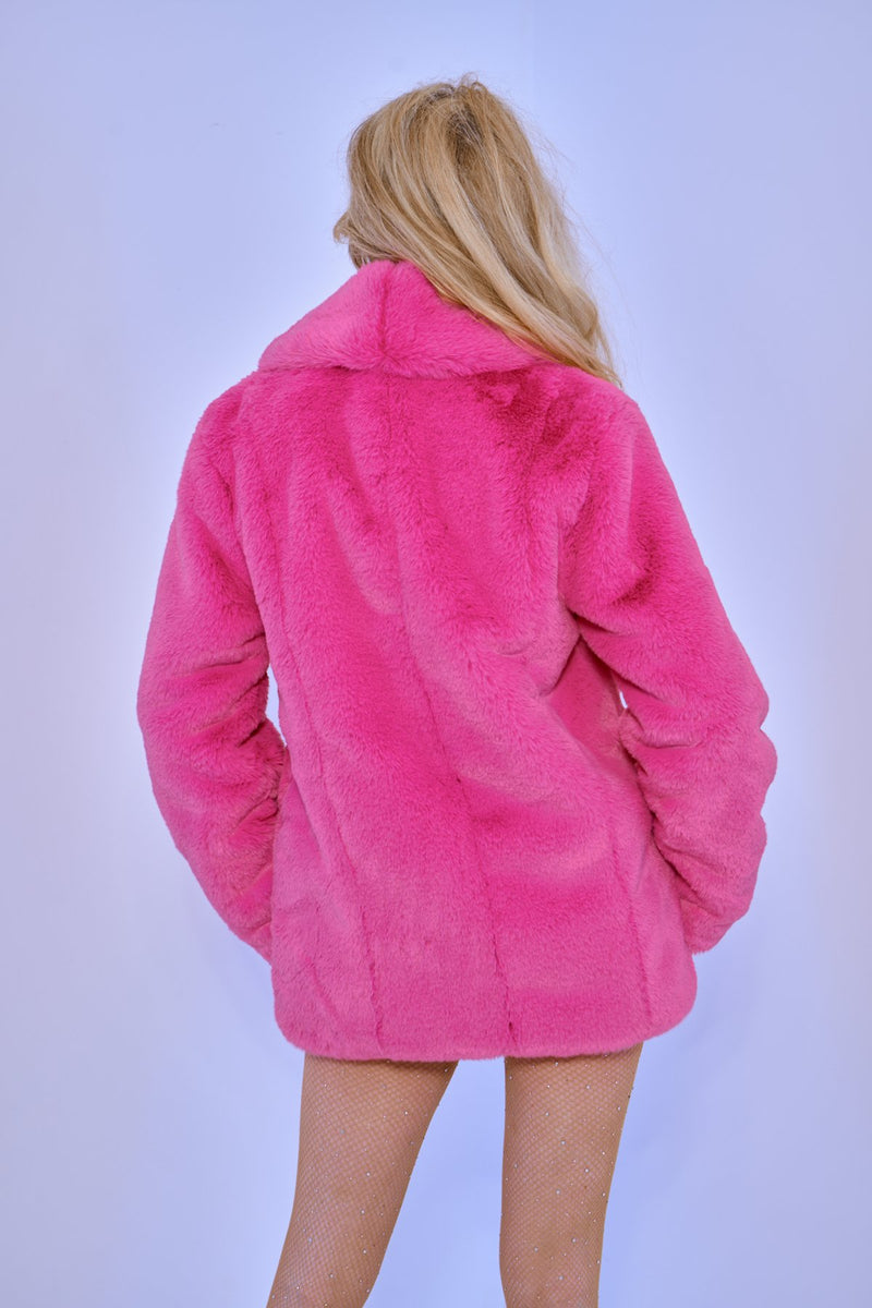 The Luxuriate Fur Coat in Hot Pink  (Limited Edition)