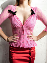 The Sunset Décolletage Top in Pink