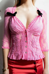 The Sunset Décolletage Top in Pink